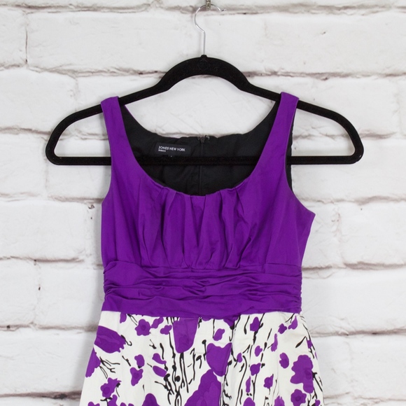 Jones New York Purple Floral Dress Size 8 - Picture 2 of 8